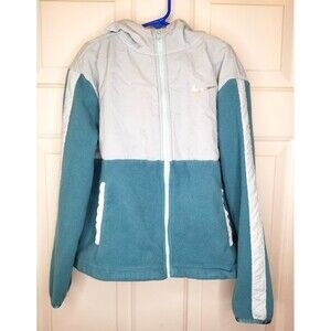 Nike Jacket Girls Medium Light Blue Zip Hooded Shiny Active Casual Denali  Kids